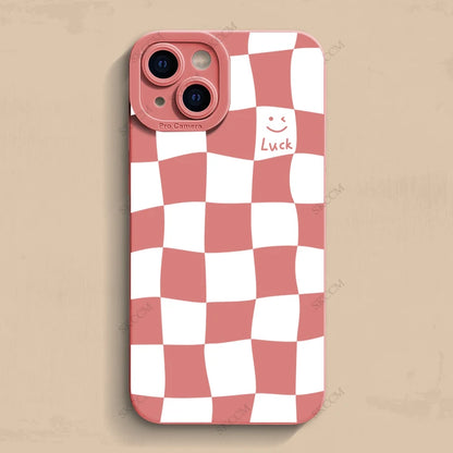 White Grid Phone Case For iPhone