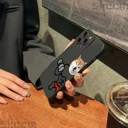 Funny Fitness Shiba Dog And Cat  Couple Phone Case For iPhone
