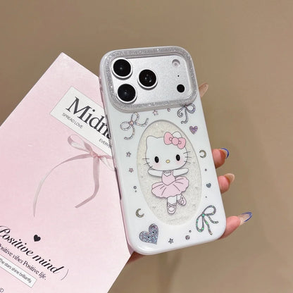 Gold Plated Frame Ballet Hello Kitty Phone Case Protector Shockproof Clear Soft Transparent Cover For iPhone