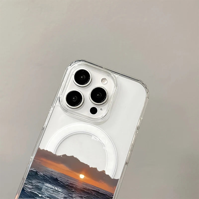 Beach Scene Wireless Charging Hard Case For iPhone
