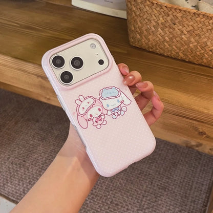 Sanrio My Melody Cinnamoroll Phone Case Pink Polka Dot Large Camera Window Glossy Anti-drop Soft Phone Shell For iPhone