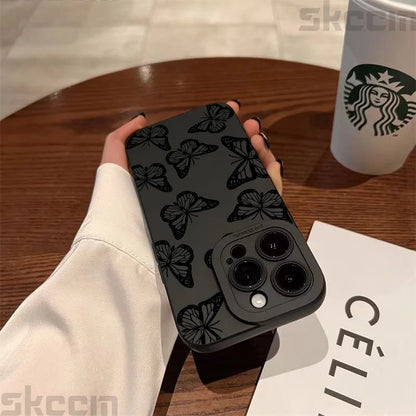 Black Butterfly Pattern Phone Case For iPhone