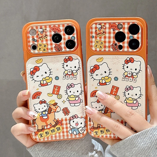 New Year Kitty With Fingerprint Patterns Phone Case For iPhone