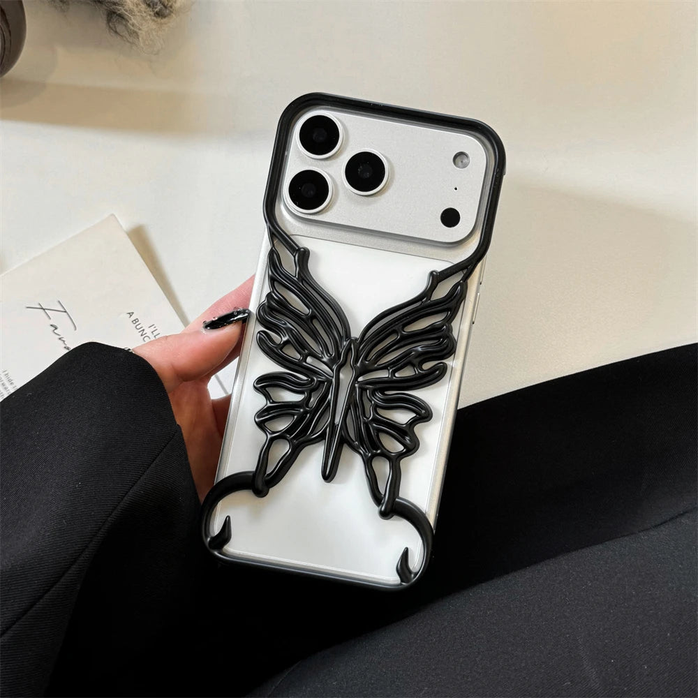 Orange 3D Butterfly Hollow Dissipate Heat Phone Case For iPhone