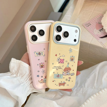 Korean Cartoon Puppy Party Graffiti Pattern Phone Case For iPhone