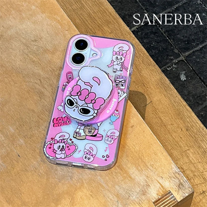 Korean Cute Pink Rabbit Magnetic Phone Case For iPhone