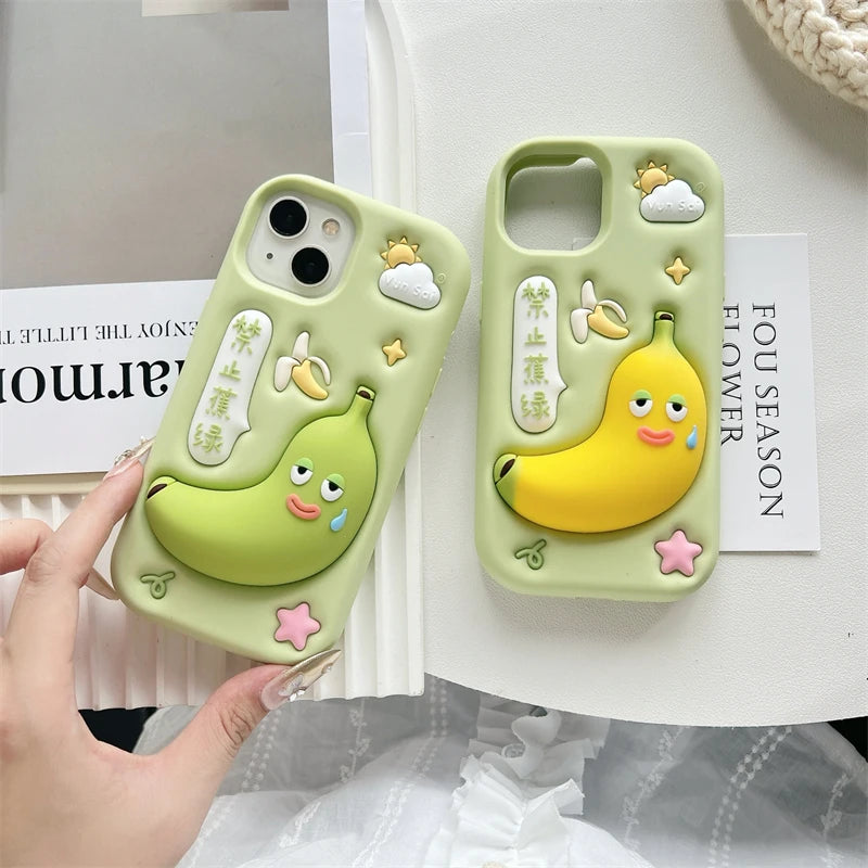 Phone Case 3D Funny Banana Cartoon Cute Soft Silicone Cover