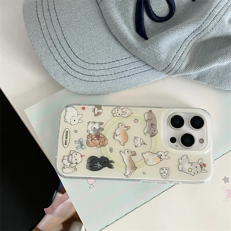 Kawaii Cartoon Rabbit Magnetic Phone Case