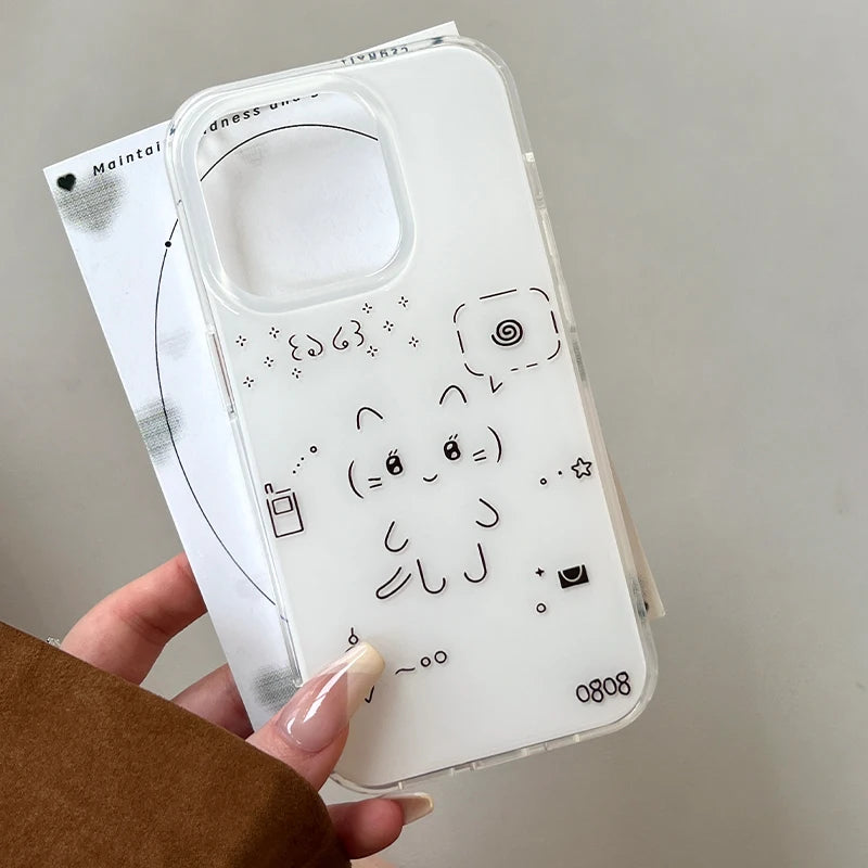 Cute Line Rabbit Cat Phone Case