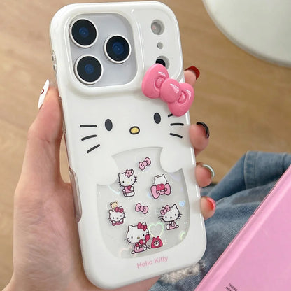 Glitter Laser Love Heart Hello Kitty Phone Case For iPhone
