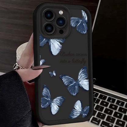 Pink Butterfly Soft Silicone Case For iPhone
