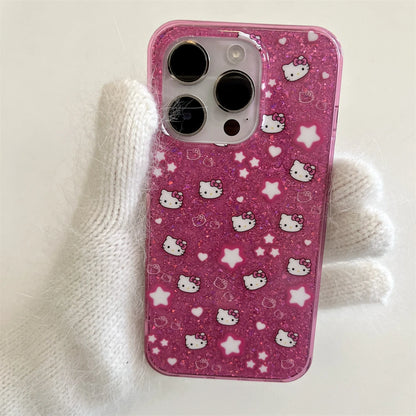 Bling Glitter Stars Hello Kitty Phone Case