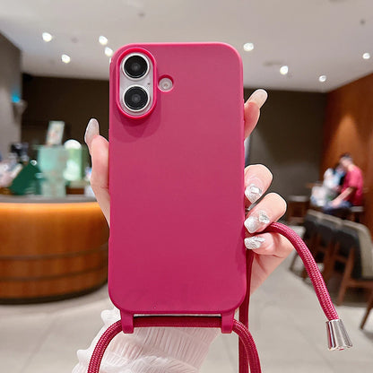 Crossbody Lanyard Matte Silicone Phone Case For iPhone
