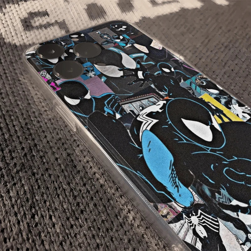 Marvel Cool Black Spider Man Soft Phone Case For iPhone