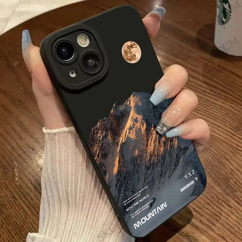 Snow Mountain Sunrise Scenery Silicone Phone Case For iPhone