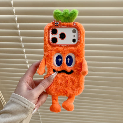 Cute Plush Phone Case with Quirky Expressions For iPhone