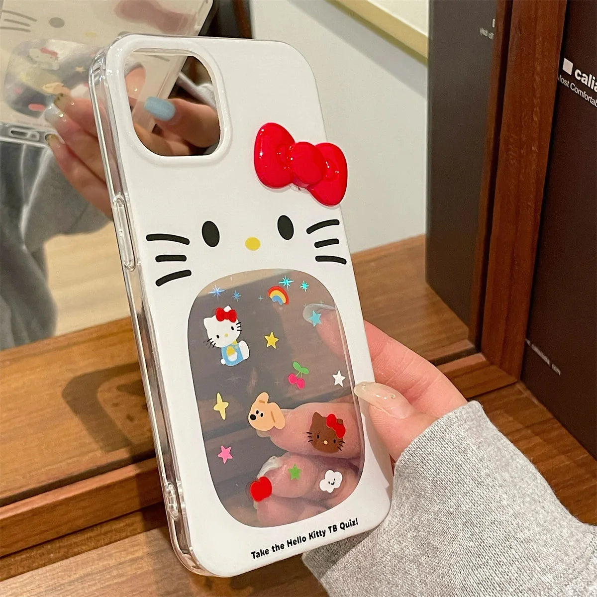 Hello Kitty Red Bow Strap Openwork Stars Phone Case For iPhone