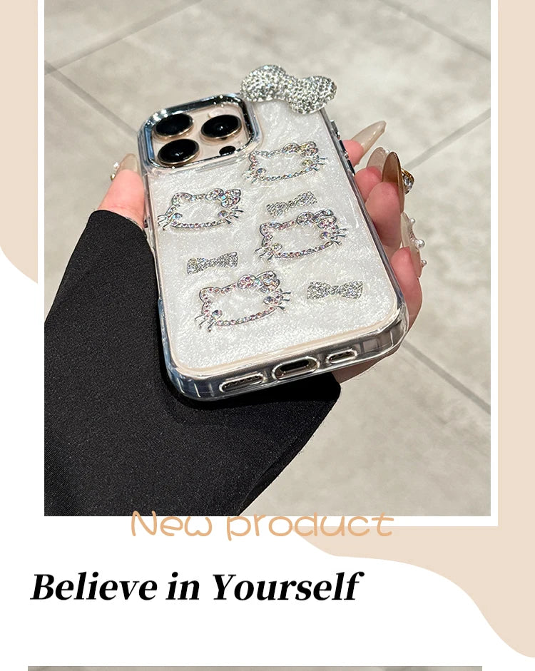 Sanrio Hello Kitty Anime Diamond Three-Dimensional Phone Case For iPhone