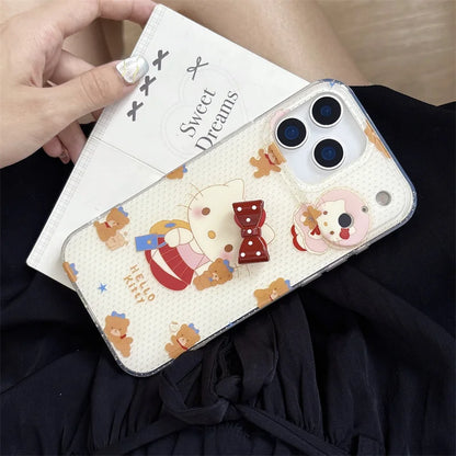 Korean Cute 3D Bow Hellokitty Ploka Dot Phone Case For iPhone
