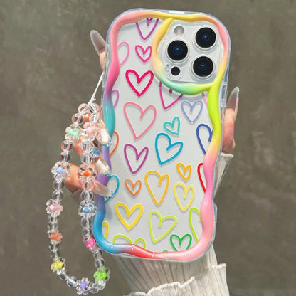 Lovely Colorful Heart Wavy-edge Phone Case For iPhone