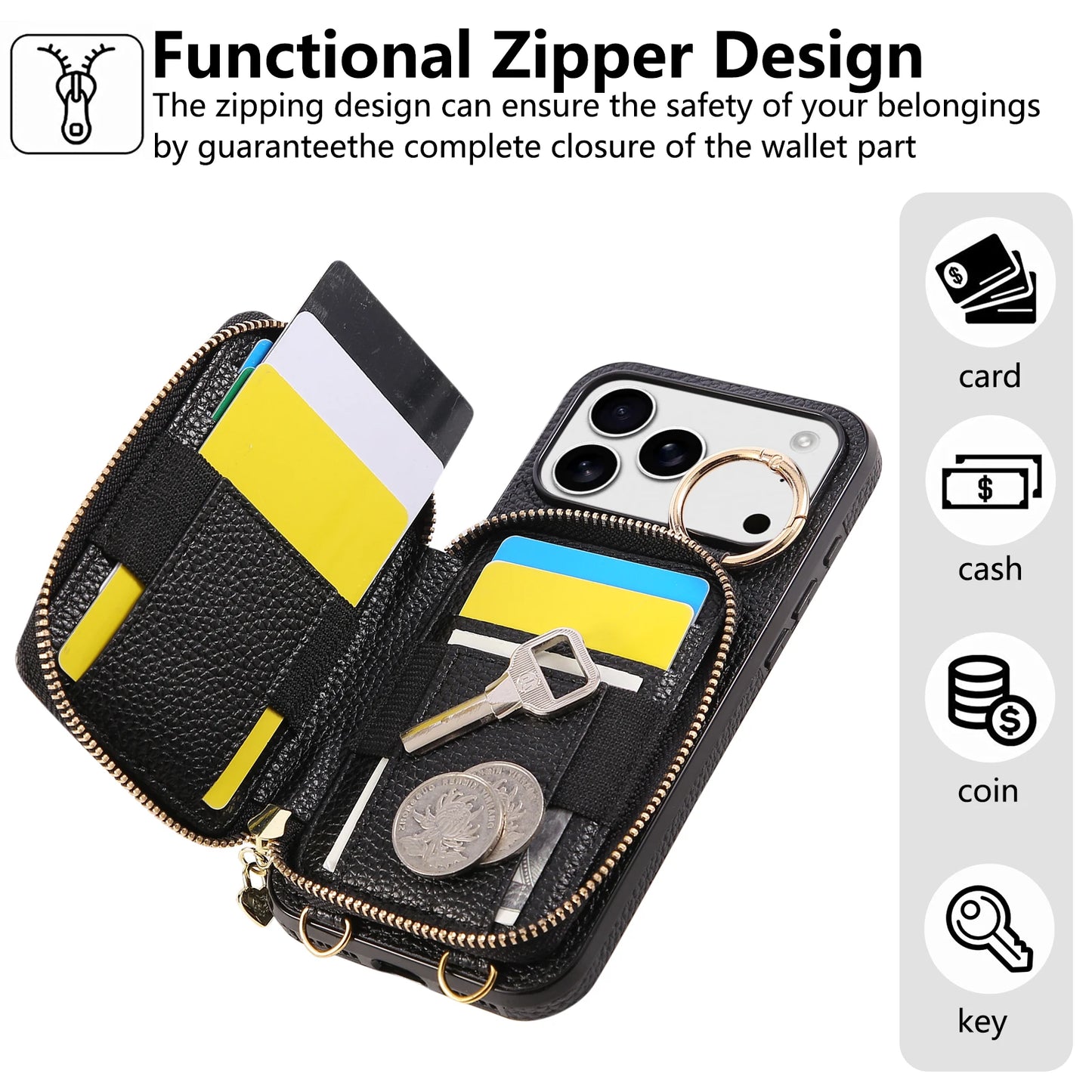 Leather Crossbody Lanyard Phone Case  For iPhone