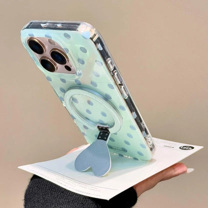 Mint Green Polka Dot Magnetic Holder Stand Phone Case