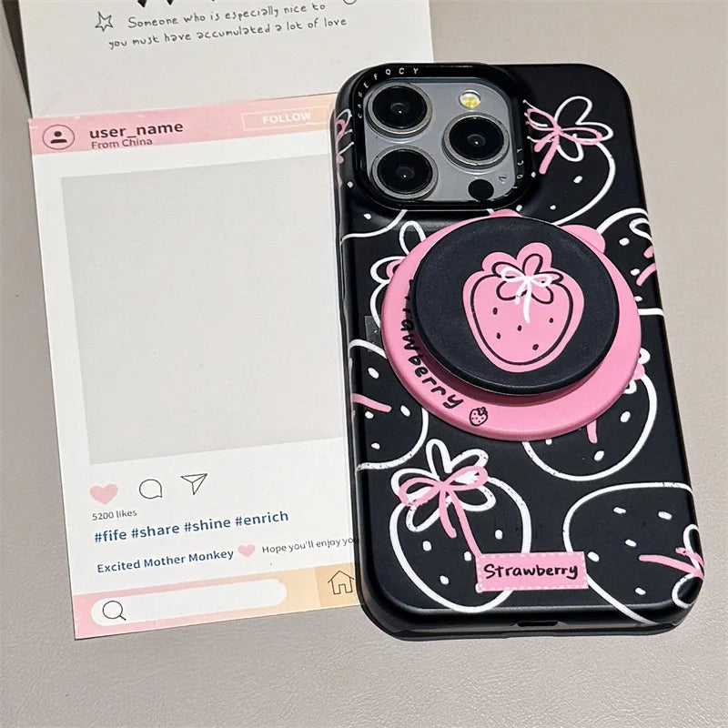Line Strawberry Magnetic Phone Case