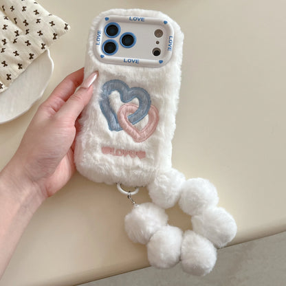 Furry Double Heart Warm iPhone Case For iPhone
