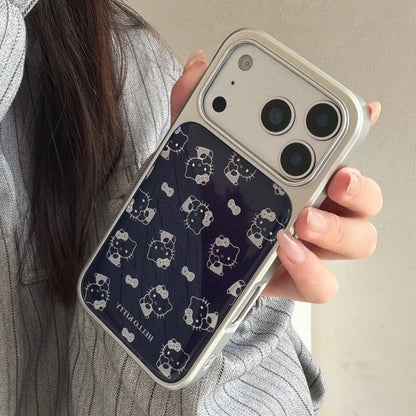 Silver Edge Drip Glue Hidden Blue Kitty Is Suitable For Apple Phone Case