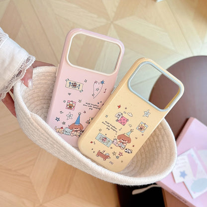 Korean Cartoon Puppy Party Graffiti Pattern Phone Case For iPhone