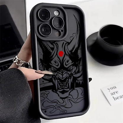 Japanese Art Samurai Ghost Head Silicone Case For iPhone