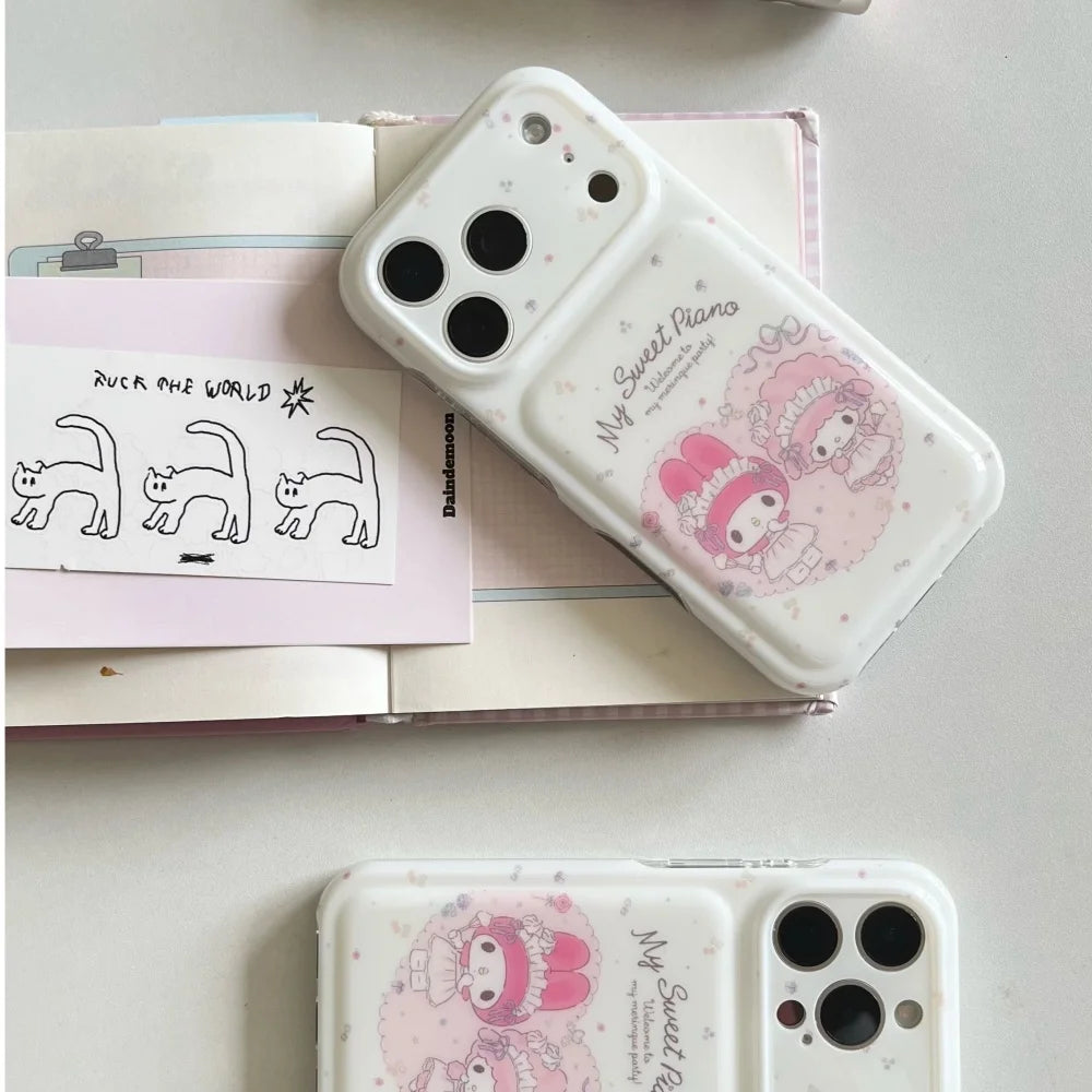 Cute My Melody Phone Case With Bead Wrist Strap Soft Shockproof Cover For iPhone