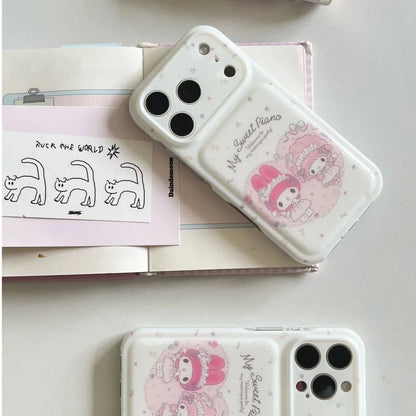 Cute My Melody Phone Case With Bead Wrist Strap Soft Shockproof Cover For iPhone