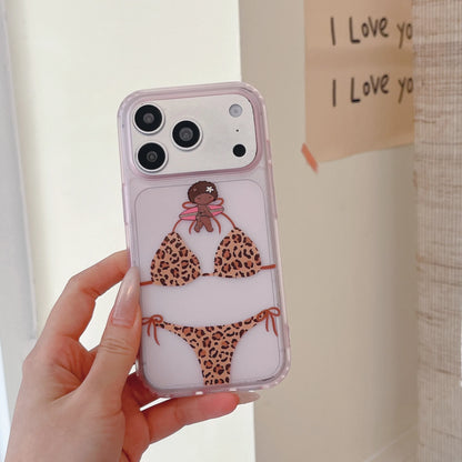 Cute Cartoon Leopard Print Bikini Phone Case For iPhone