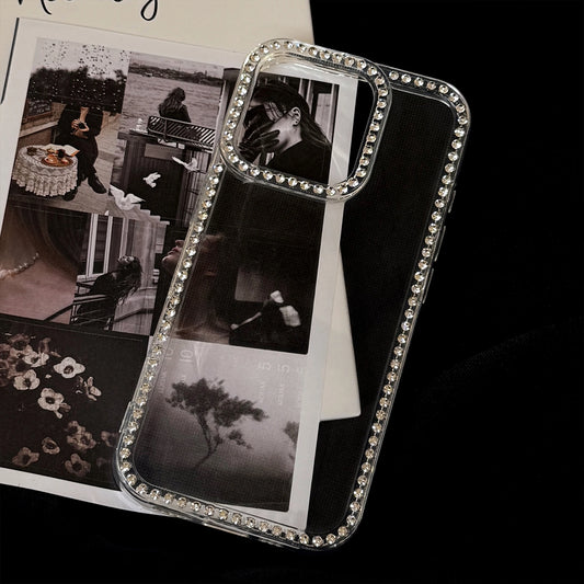 Elegant & Glamorous Transparent Material with Zircon Border Simple Phone Case