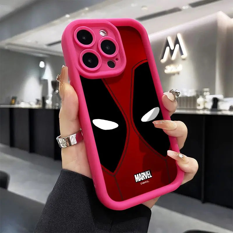 Hot Marvel Deadpool Face Full Screen Phone Case For iPhone