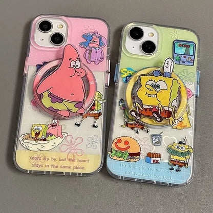 Anime Spongebo Patrick Star Magnetic Attraction Mobile Phone Case For iPhone