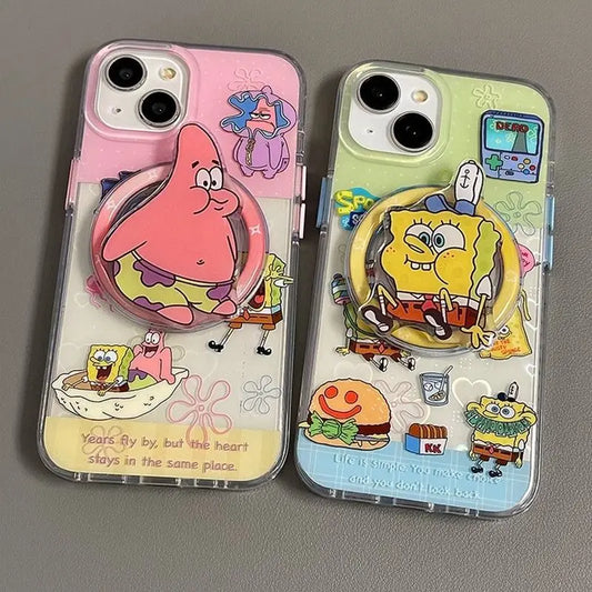 Anime Spongebo Patrick Star Magnetic Attraction Mobile Phone Case For iPhone