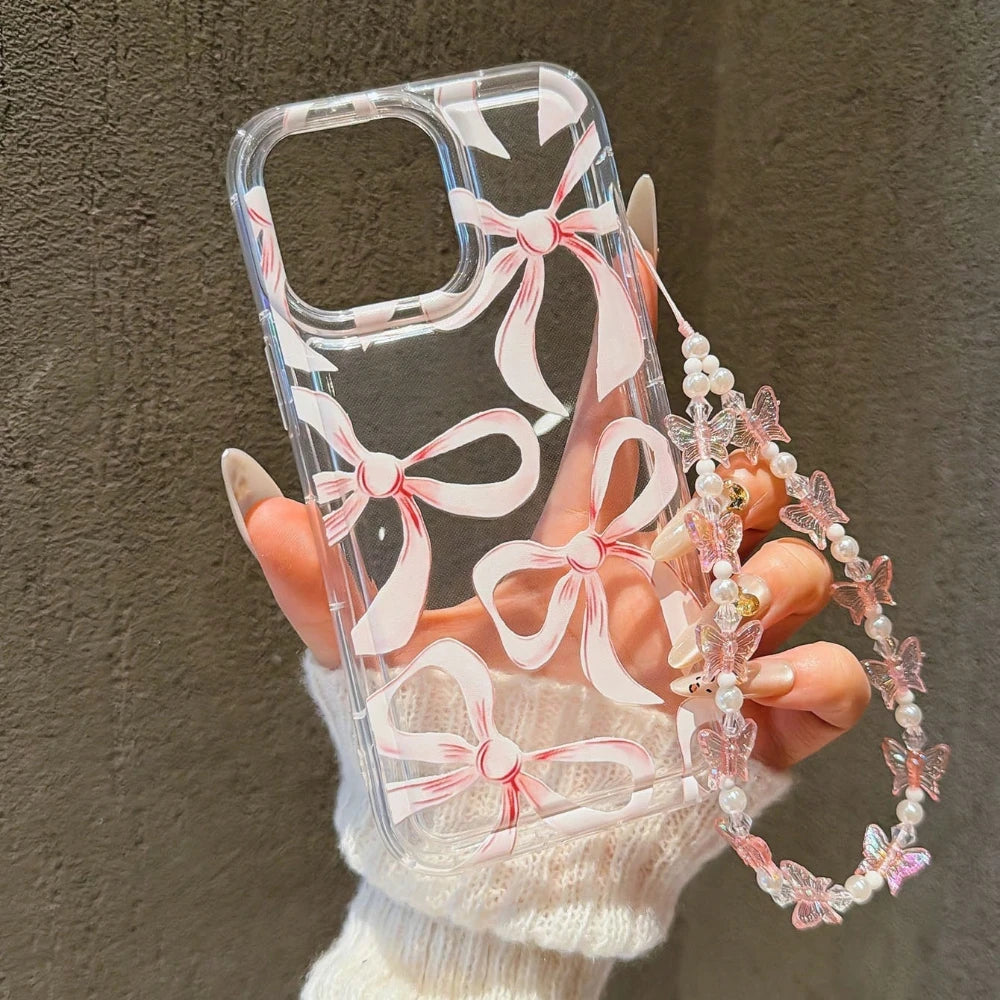 Pink Pastel Bowknot Pattern Phone Case For iPhone