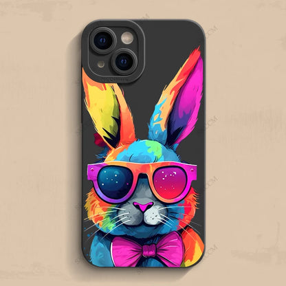 Cute Colorful Rabbit Silicone Phone Case For iPhone