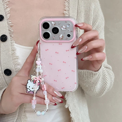 Pink Full Screen Bow Kitty Cat Phone Case For iPhone