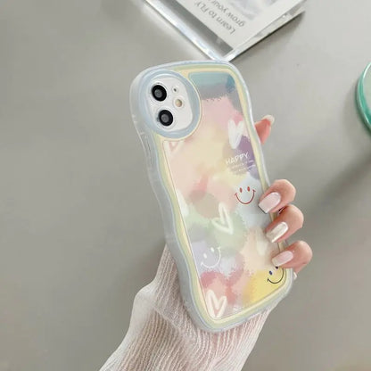 Flower Wave Edge Soft Clear TPU Cover Case for IPhone Case