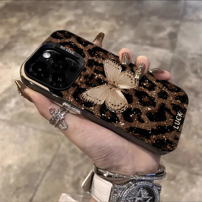 Leopard Butterfly Pattern Phone Case For iPhone