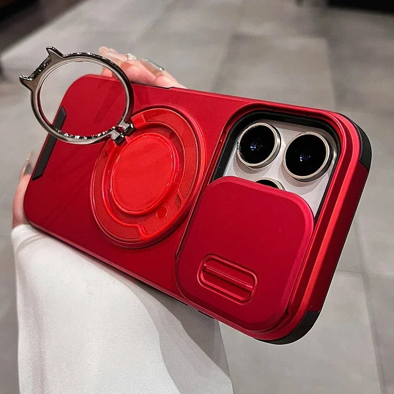 Slide Camera Protection Magnetic Bracket Magsafe Case For iPhone
