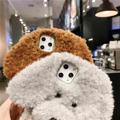 3D Teddy Dog Fluffy Phone Case For iPhone