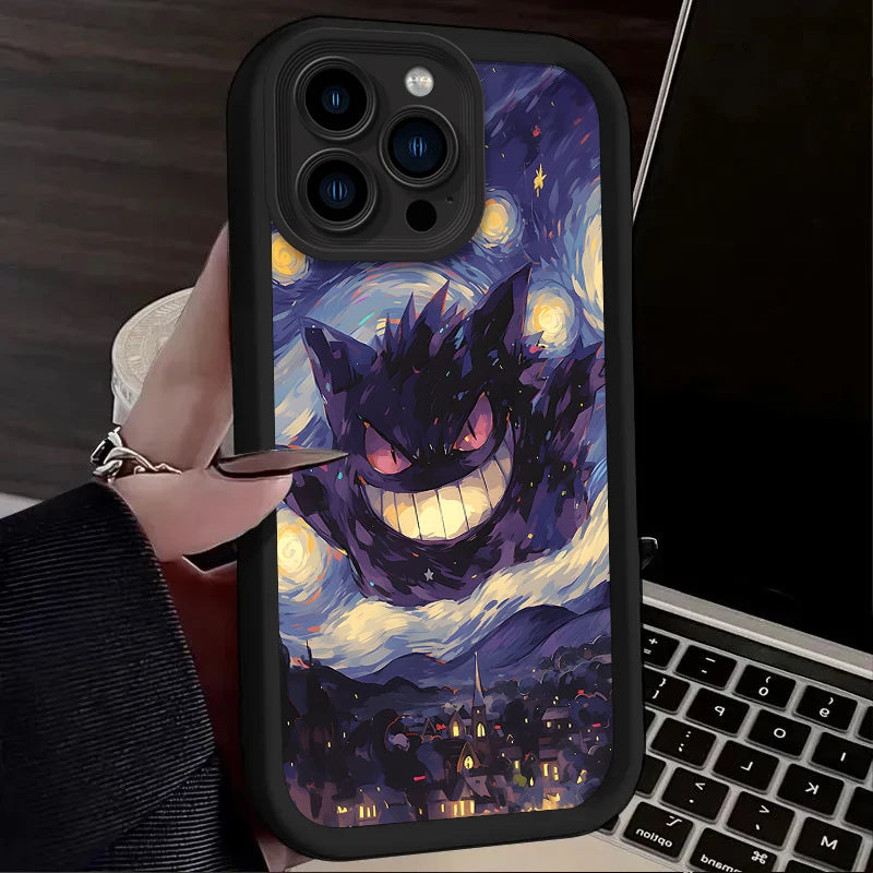 Starry Sky Oil Painting Pokemon Phone Case For iPhone