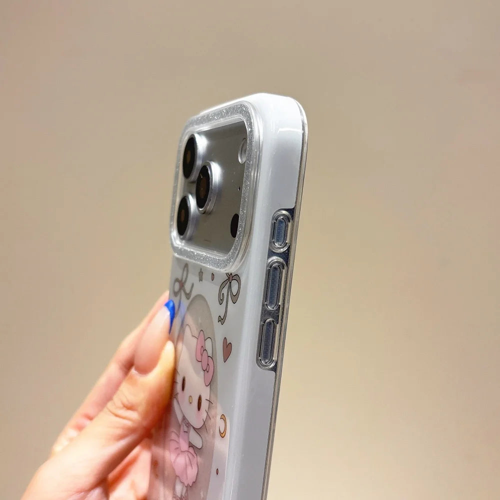 Gold Plated Frame Ballet Hello Kitty Phone Case Protector Shockproof Clear Soft Transparent Cover For iPhone