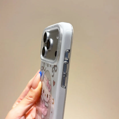 Gold Plated Frame Ballet Hello Kitty Phone Case Protector Shockproof Clear Soft Transparent Cover For iPhone