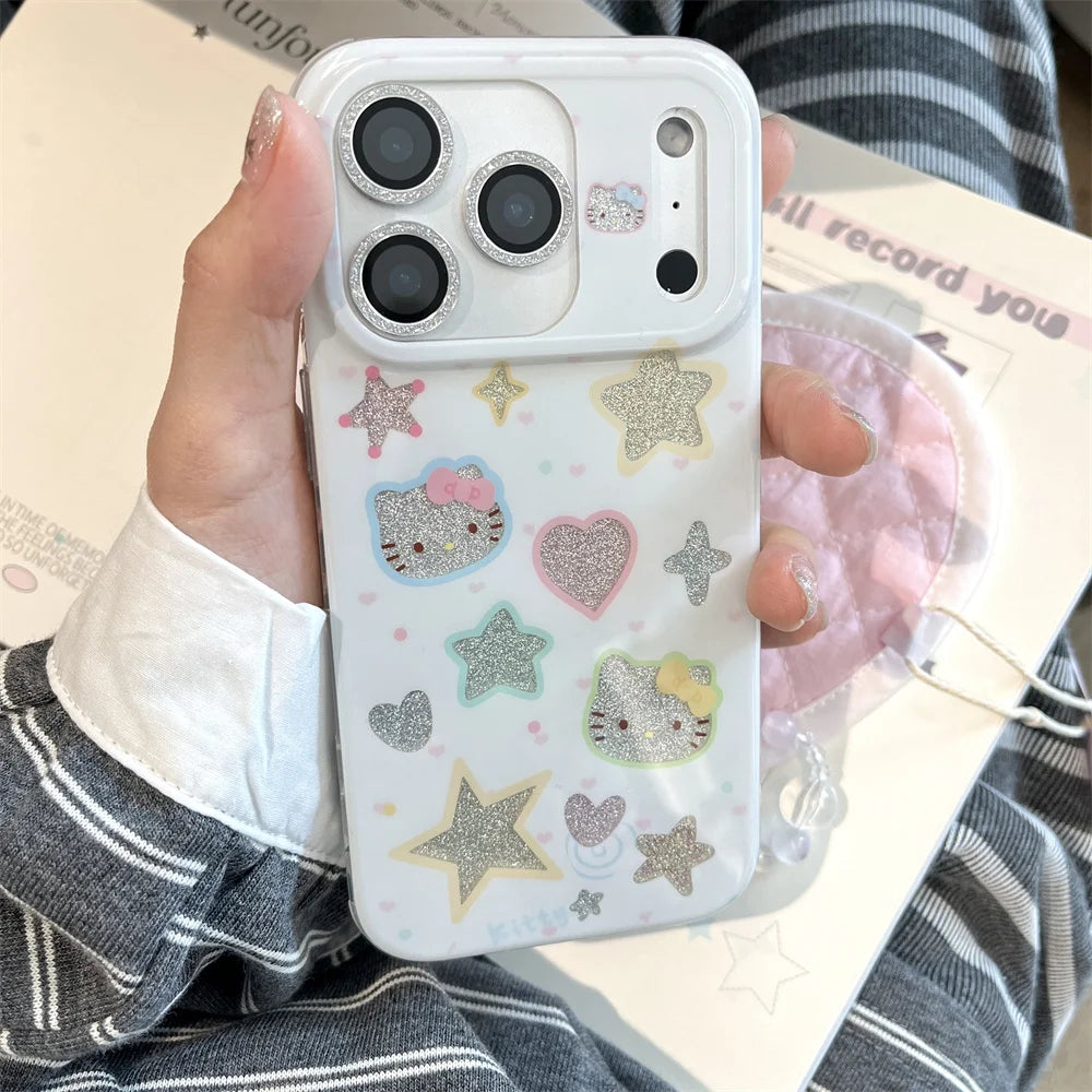 Bling Glitter Full Screen Hello Kitty Melody Phone Case For iPhone