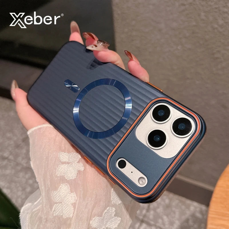 Luxury Striped Matte Magnetic Phone Case For iPhone
